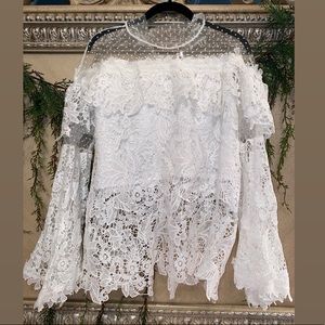 Order Plus 3XL white lace long sleeved shirt